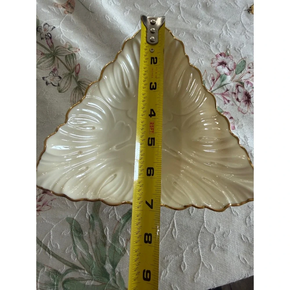 Lenox Ivory Gold Trim Triangular Leaf Bowl Scalloped Edge USA Fine China
